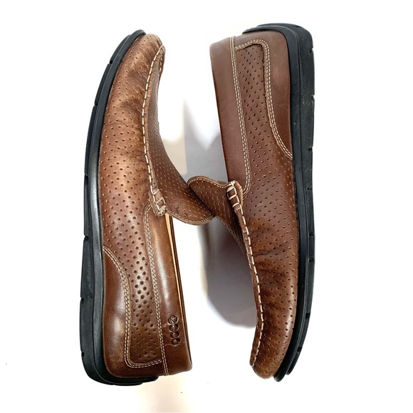 Ecco Men’s Brown Leather Perforated Loafers Size 43 U.S. 9/9.5 - Picture 6 of 7